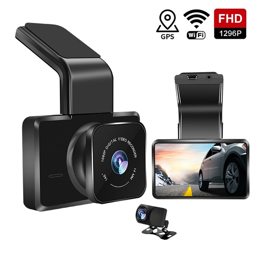 

Автомобильный видеорегистратор, WiFi, GPS, 1080P Full HD, двойная камера заднего вида, видеорегистратор для вождения, ночное видение, автомобильный парковочный монитор, черный ящик