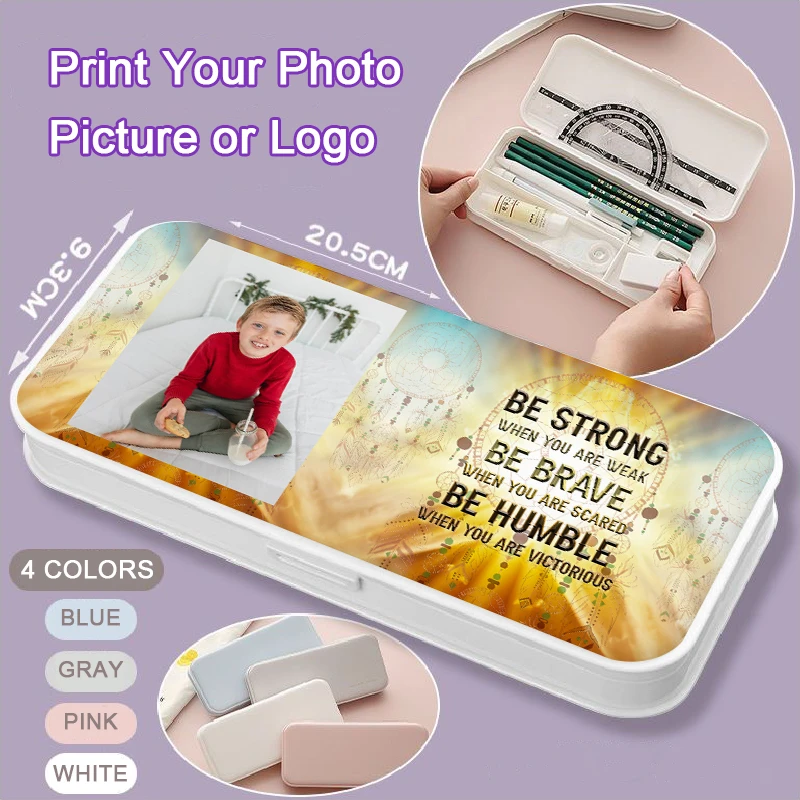 Case For Kids School With Boy Girl Photo Gifts For Son Daugher Be Stong Be Brave Be Humble Love Quote