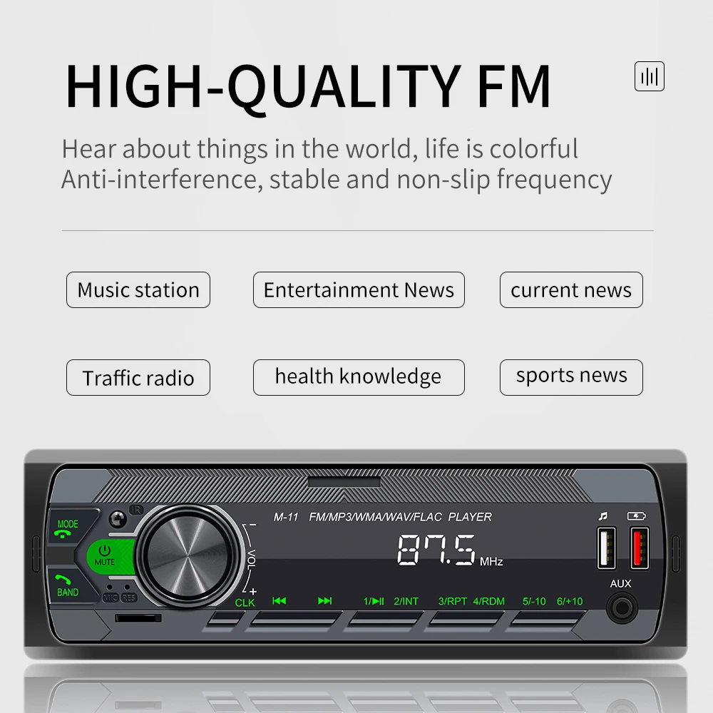 1 DIN автомобильный музыкальный плеер стерео M11 Bluetooth AUX In Dash Head Unit FM-радио цифровой