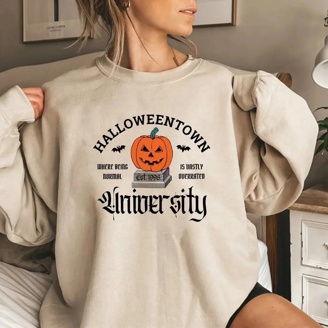 

Halloweentown University Sweatshirt Halloweentown Est 1998 over Fall Halloween Sweatshirt Vintage Halloween Town Hoodie Tops