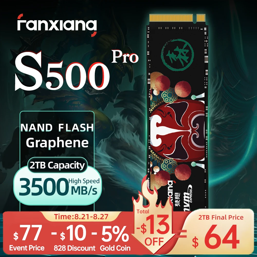 

Fanxiang S500/S500Pro M2 SSD 256GB 512GB 1TB 2TB Max 3500MB/s SSD M.2 NVMe PCIe3.0 Internal Solid State Drive For Laptop Desktop
