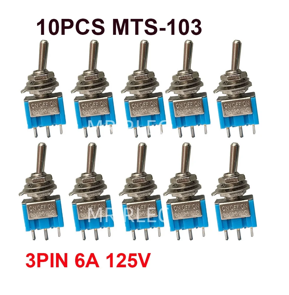 

10 шт. тумблер ВКЛ-ВЫКЛ/ВКЛ-ВКЛ 3-контактный 3-позиционный с фиксацией MTS-103 MTS-102 AC 125 В/6 А 250 В/3 А кнопочный переключатель питания для автомобиля