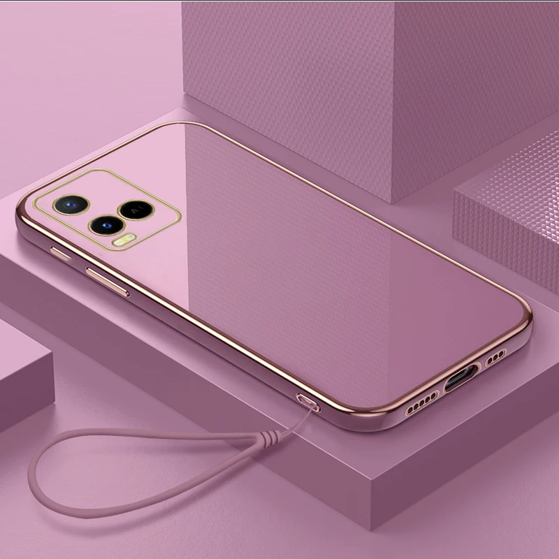 

Luxury Lanyard Plating Silicone Case For vivo Y02S Y22 Y02 Y20 Y12S Y15S Y21 Y31 Y33S V21E V23 V25 Soft Bumper Case Cover Capa