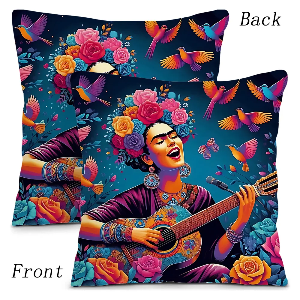 Pillow Covers Cartoon F-Frida Sofa Decorative Home Double-sided Printing Short Plush Cute Cushion Cover