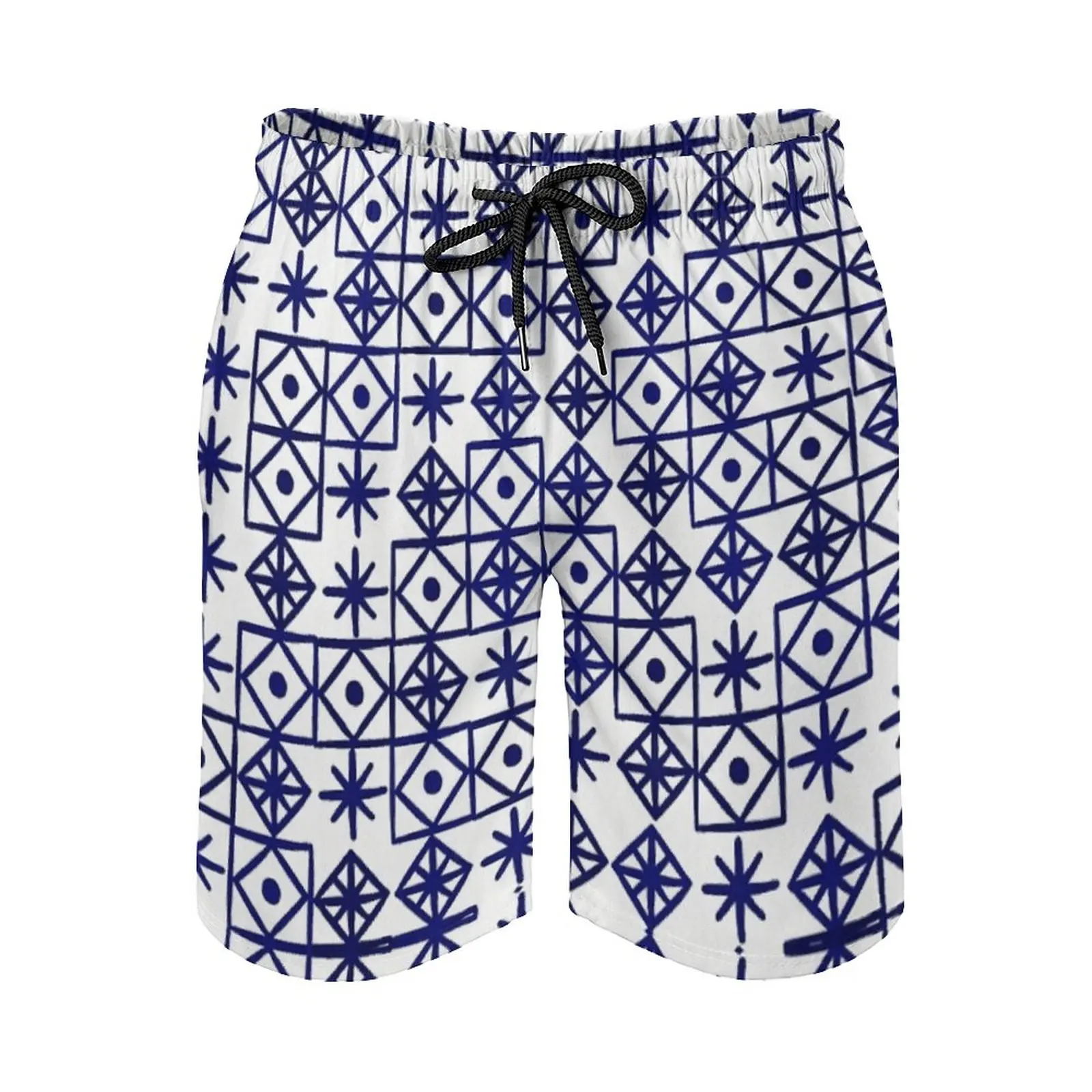 

Geometric Lace – Navy Anime CausalAnime Adjustable Drawcord Breathable Quick Dry Men's Beach ShortsCasual Loose Stretch Hawaii P