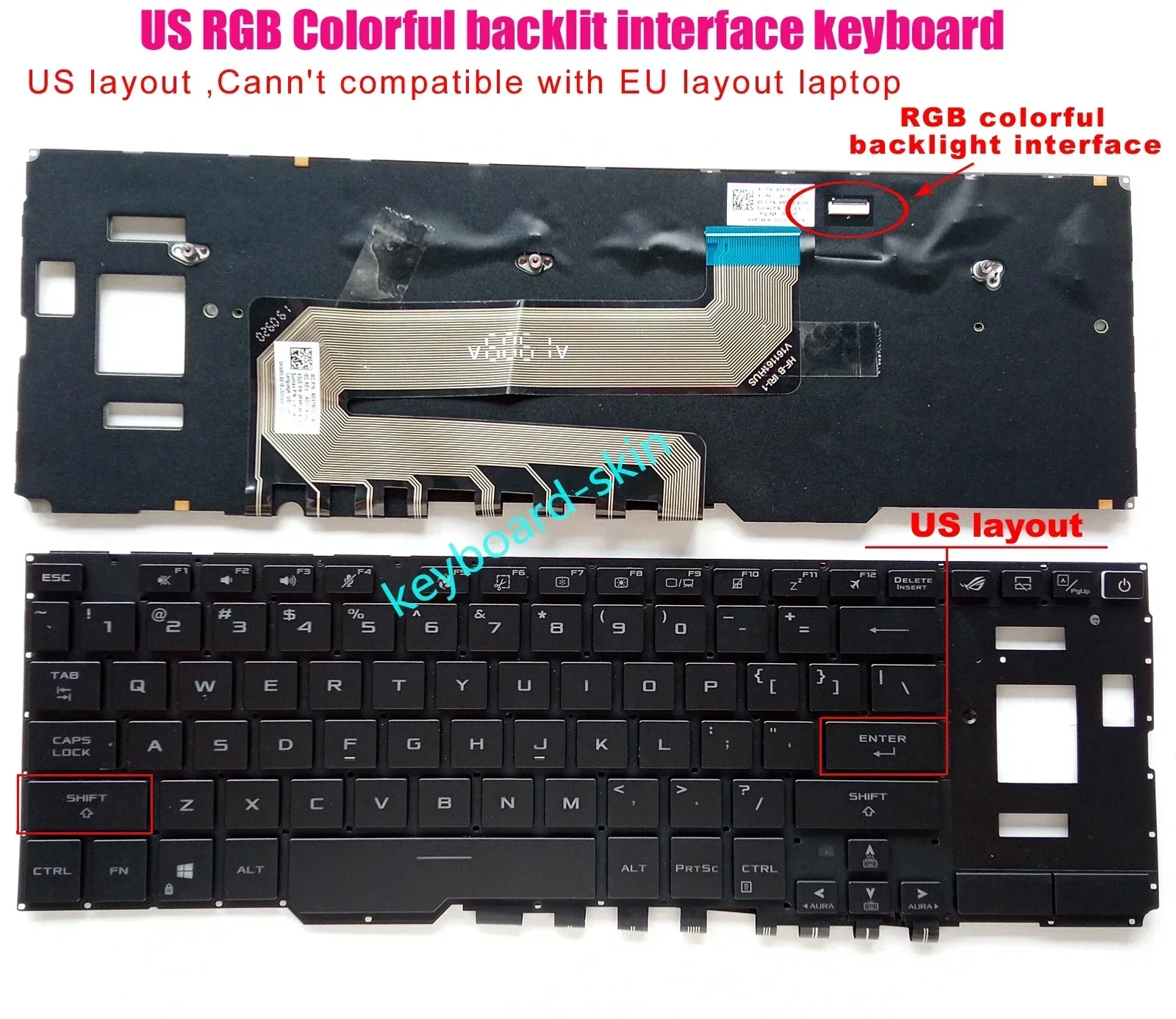 Новая клавиатура без рамки с интерфейсом RGB в США для ASUS ROG Zephyrus Duo 15 дюймов GX550L