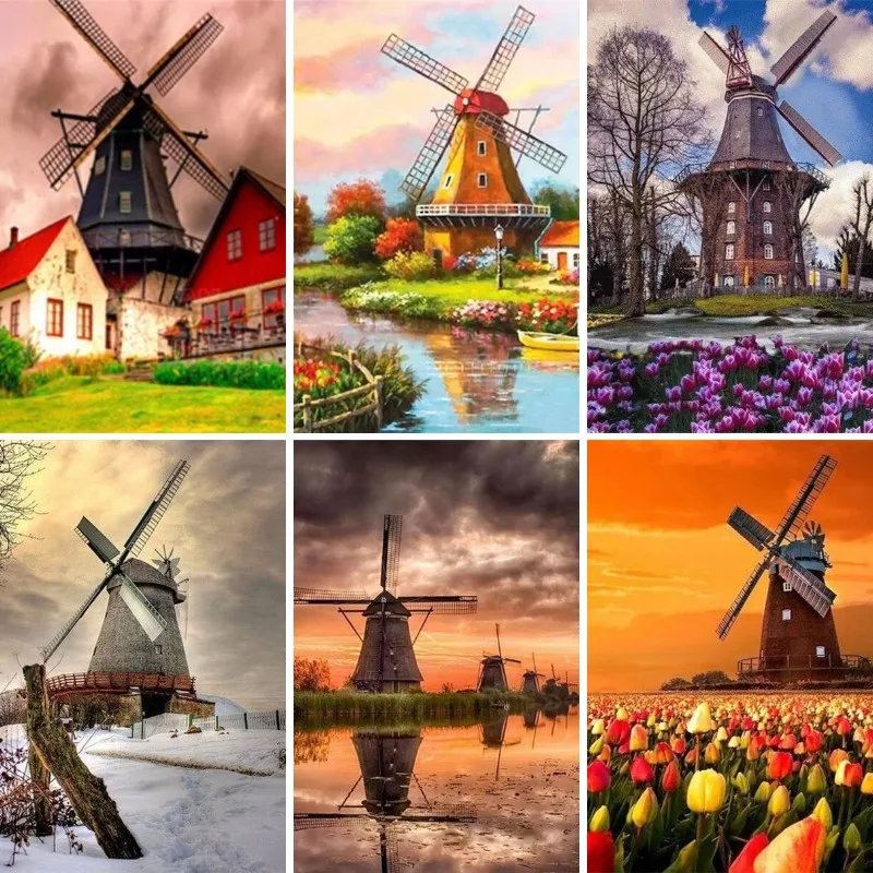 

5D Diamond Painting Holland Scenery Windmill Full Diamond Mosaic DIY Embroidery Picture Art Cross Stitch Kits Home Decor Cuadros