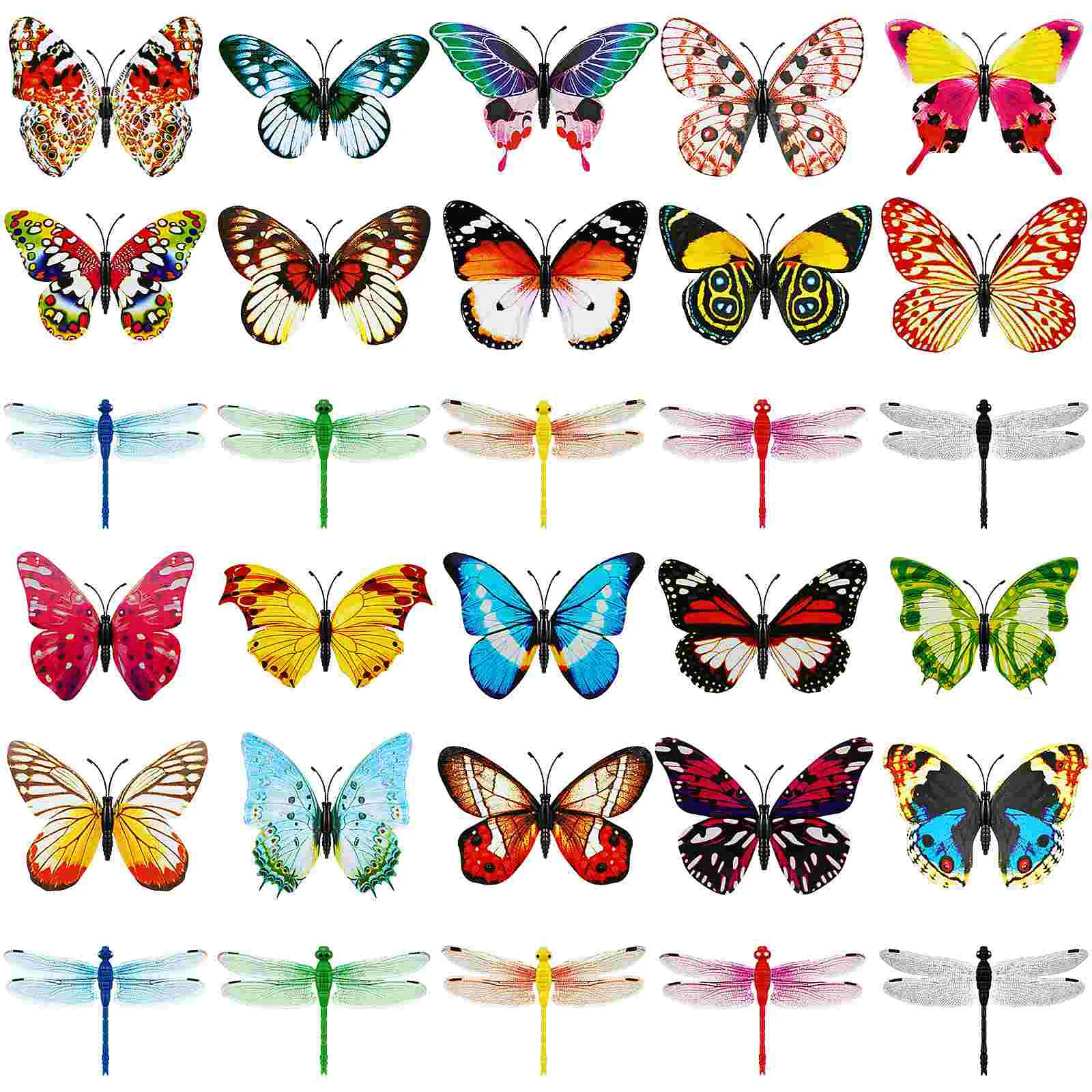 

30pcs Garden Stake Decorations Butterfly Dragonfly Stakes Plastic Stakes for Outdoor Yard Patio