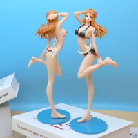24cm one piece anime figure nami beach series sexy swimsuit flash charm desktop model scene decor toys fans birthday gift