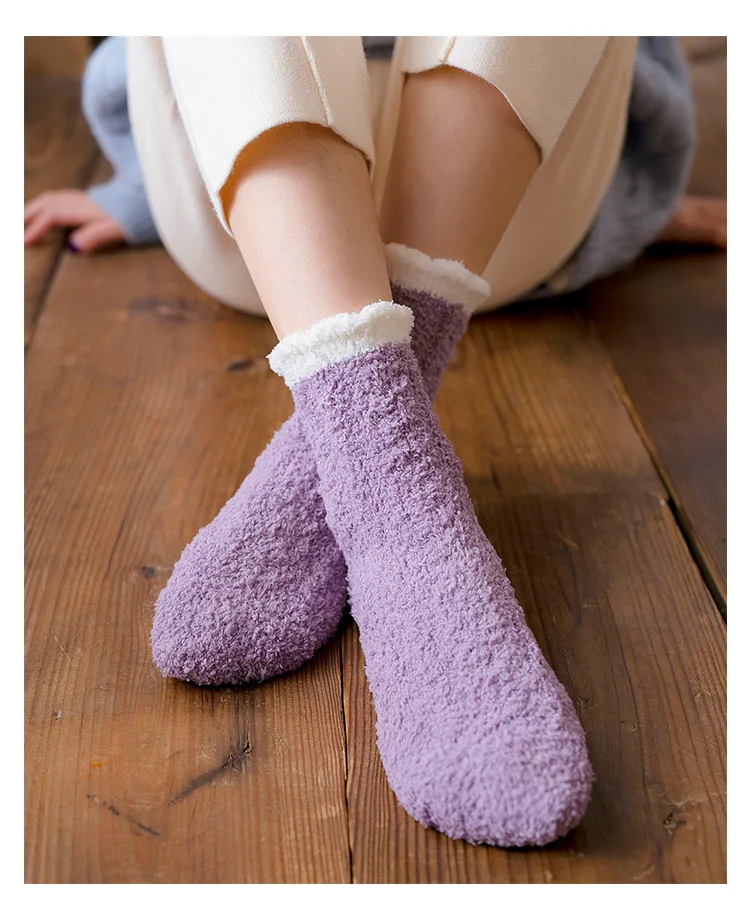 Sweet Women Coral Fleece Middle Tube Socks Multicolor Towel Socks Home Floor Socks Thicken Thermal Winter Socks Christmas Gifts