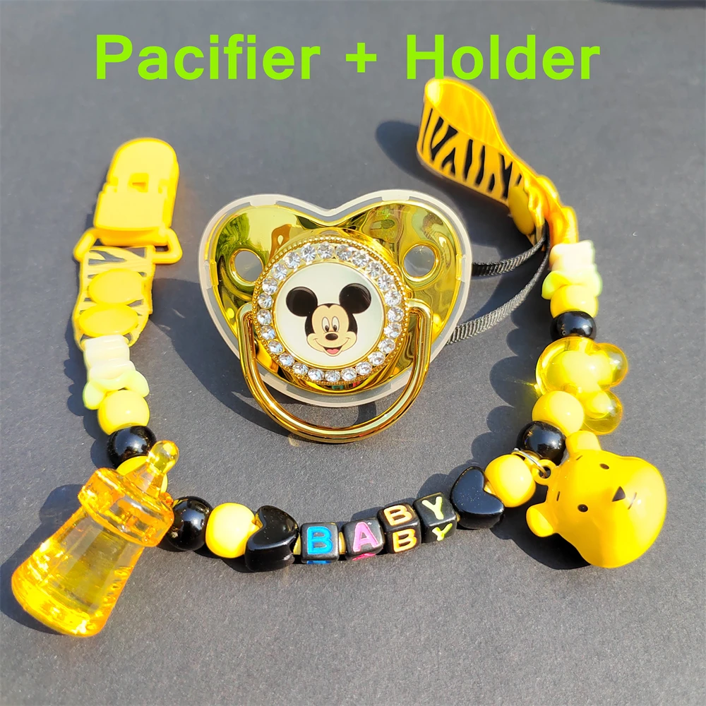 

Mickey Mouse & The Lion King Deluxe Gold Baby Pacifier Clip BPA Free Silicone Baby Fake Pacifier Newborn Baby Pacifier Chupetes