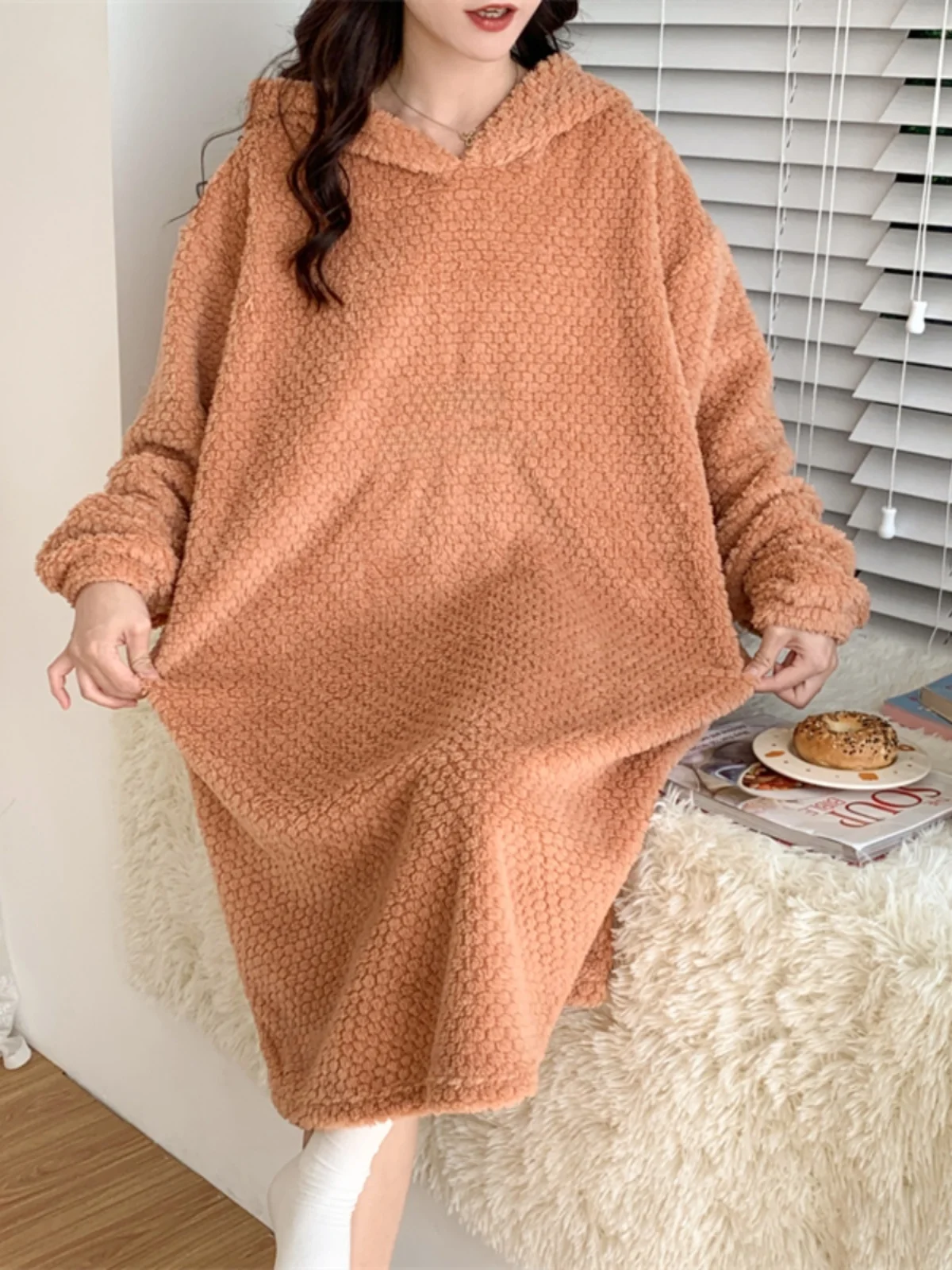 Осень и зима ночная рубашка больших размеров женская пижама из кораллового флиса