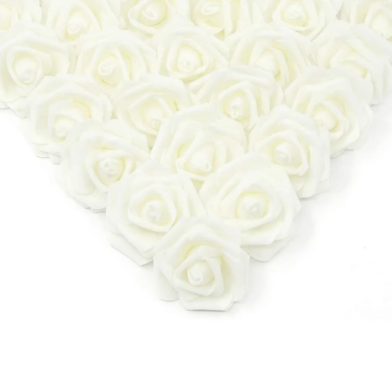 100 Pieces Faux Rose Flower Head Real Look Foam Fake Roses for DIY Creative Wedding Baby Shower Party Table Home Decorations