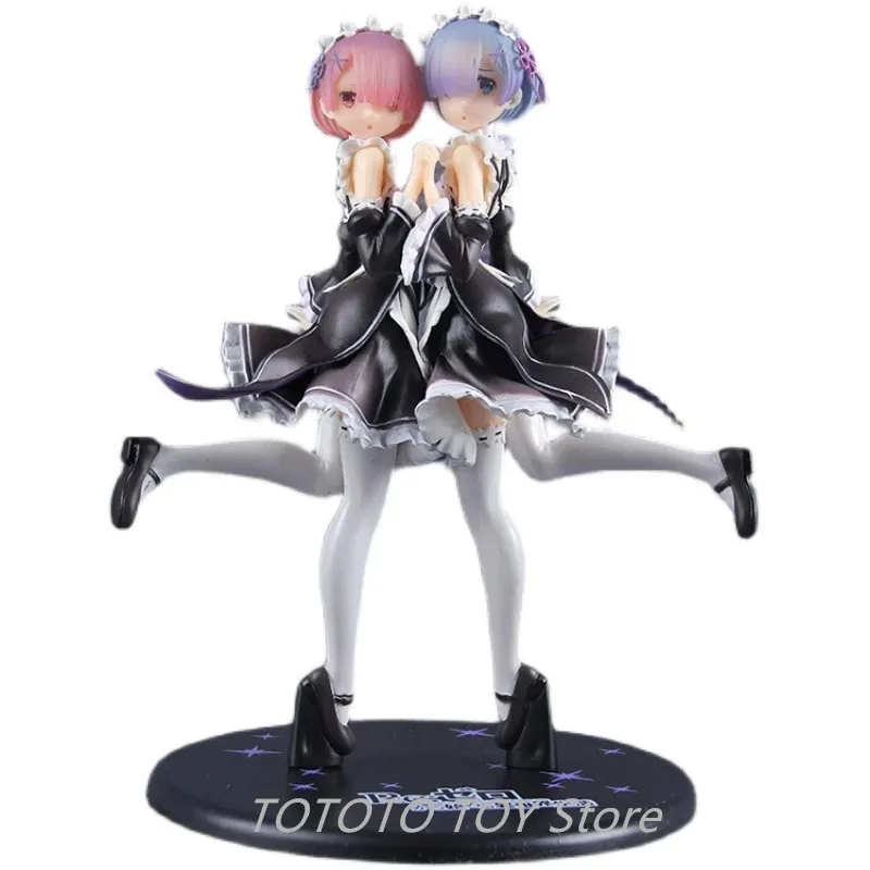 

24CM Anime Re:Life in a different World From Zero Rem Ram Figure Hard PVC Action Model Figures Adult Collection Toys