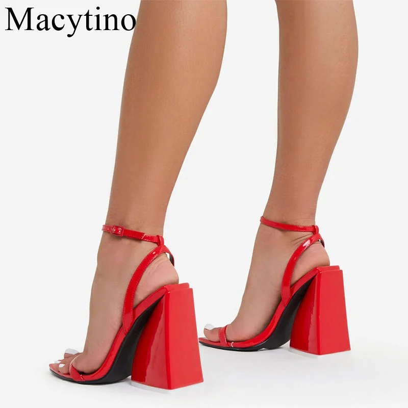 Shoes Women Sandals Summer Patent Leather 11CM Super High Heel Fashion Show SandalsWith Buckle Wedding Shoes Sandalias Mujer