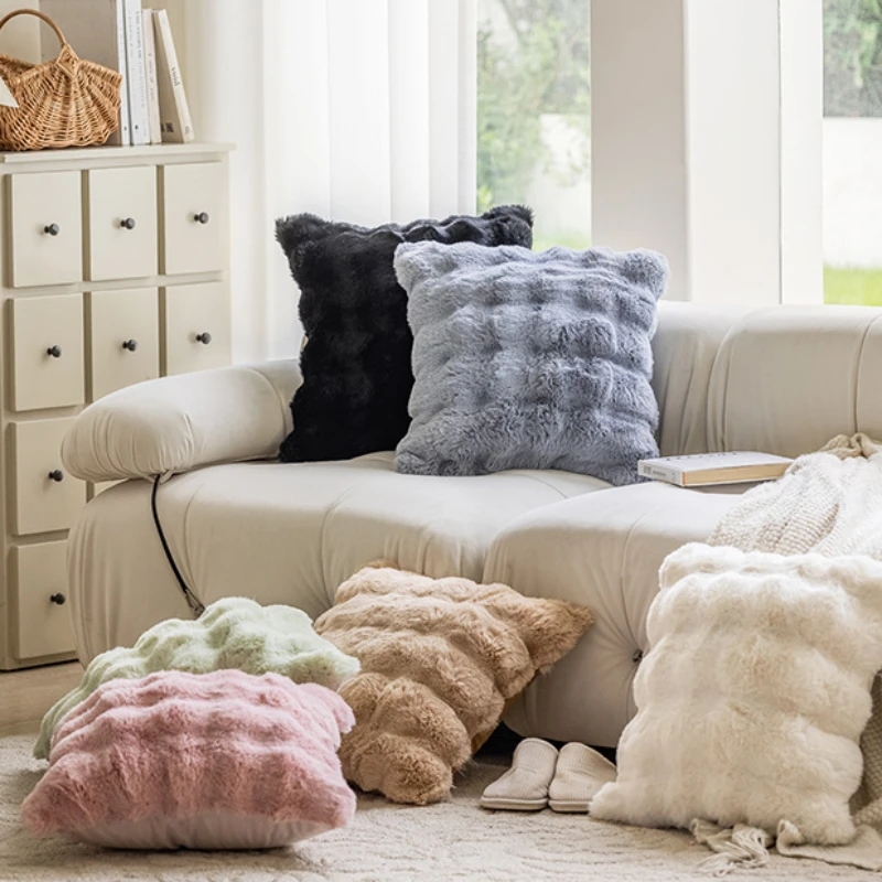 Наволочка из искусственного кроличьего меха 45x45 см 30x50 пушистая декоративная