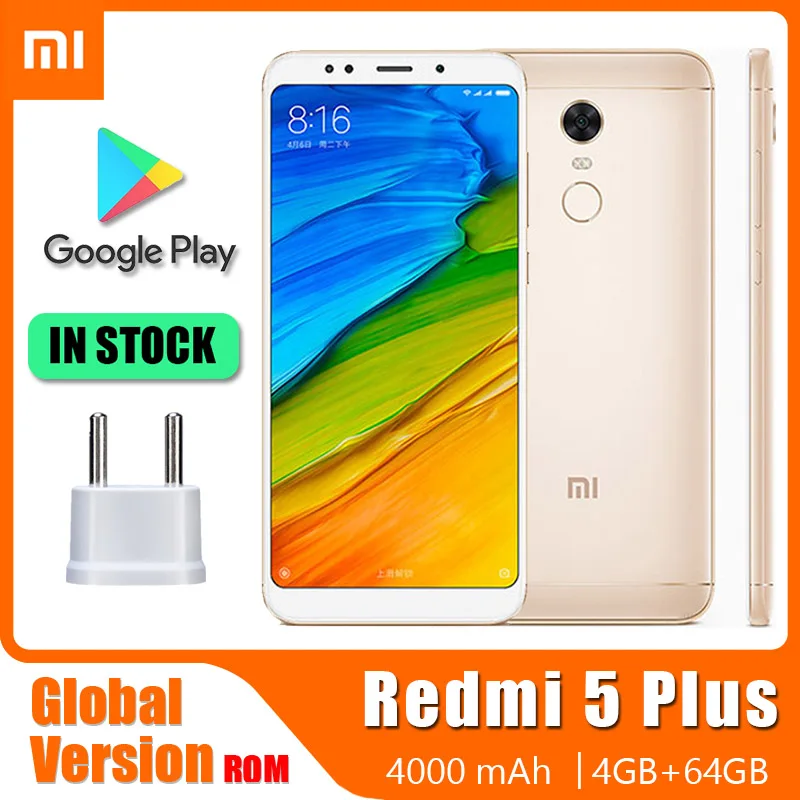 Xiaomi Redmi 5 plus Smartphone ,32GB/ 6 Android Cellphone 4000mah Battery Dual SIM Fingerprint Recognition Snapdragon 625