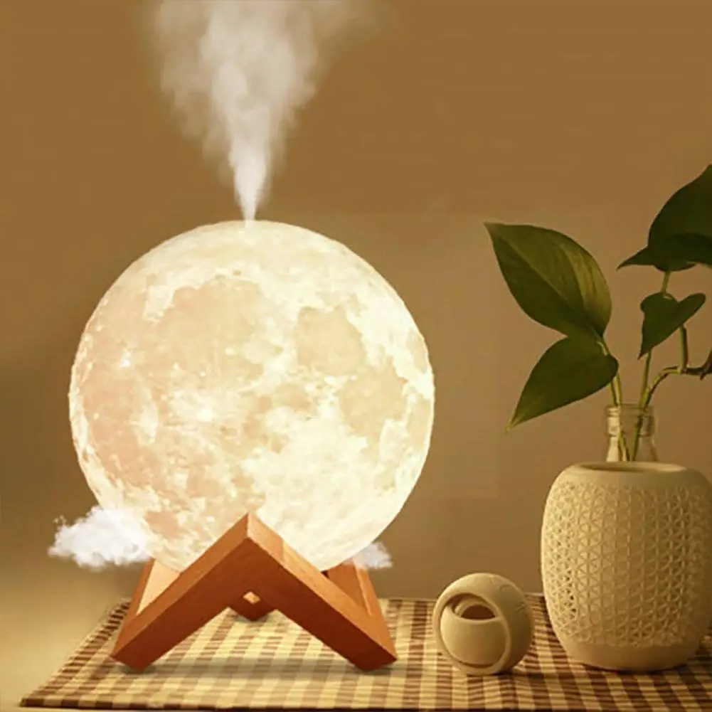 

880ml Moon Air Humidifier Aroma Essential Oil Aroma Diffuser 3d Led Moon Light Usb Aromatherapy Diffuser For Christmas Home X4i0