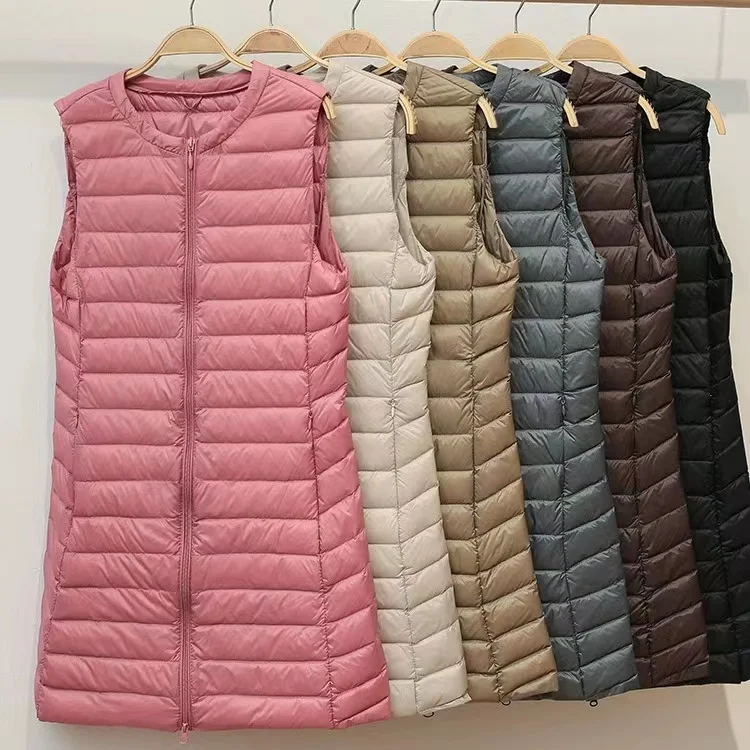 Down Jacket Woman Ultralight 2023 New Winter Coat for Women Long Duck Down Vest Portable Sleeveless Fashon Warm Waistcoat