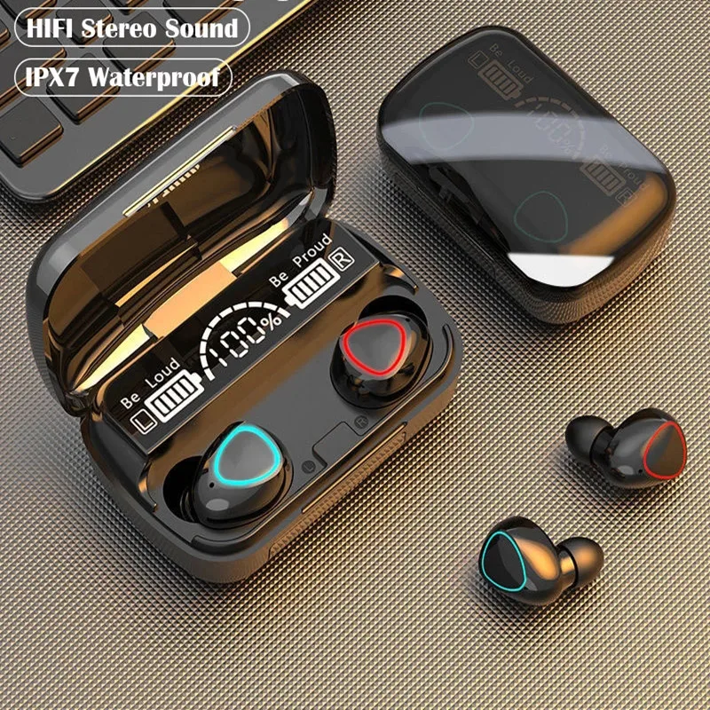 

Беспроводные наушники M10 TWS, Bluetooth наушники большой емкости с зарядным устройством, стереонаушники с микрофоном