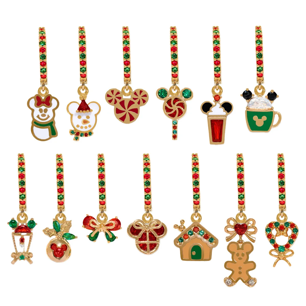 Рождественские серьги с Микки Маусом Диснея милые рождественские пряничные