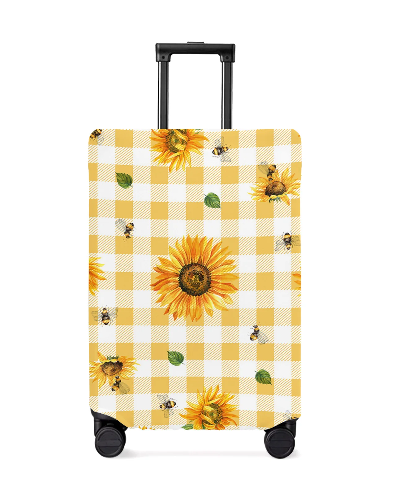 

Rustic Sunflower Flower Yellow Plaid Travel Luggage Cover Elastic Baggage Cover Suitcase Case Dust Cover Travel Accessories