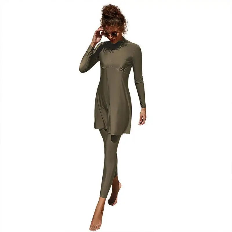 Summer Burkini Muslim Swimwear Two-Piece Women Plus Size Quick Dry Long Sleeve Swimsuit Conservative Beach Surfing Swimming Suit