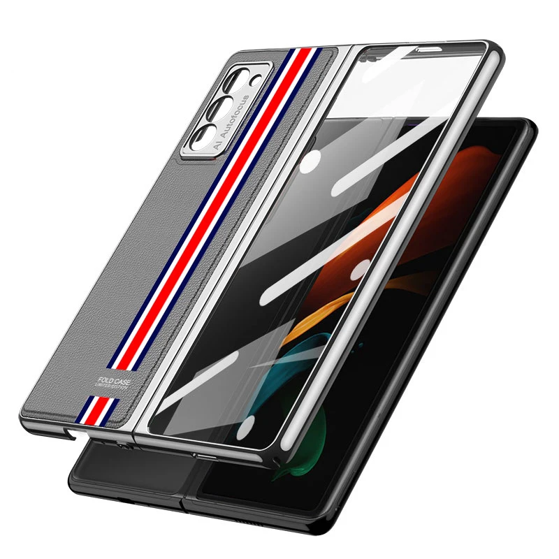 

GKK Luxury Leather Plating Case Cover For Samsung Galaxy Z Fold 2 3 5G All-included Frame Cover For Samsung Z Fold 2 3 5G Case