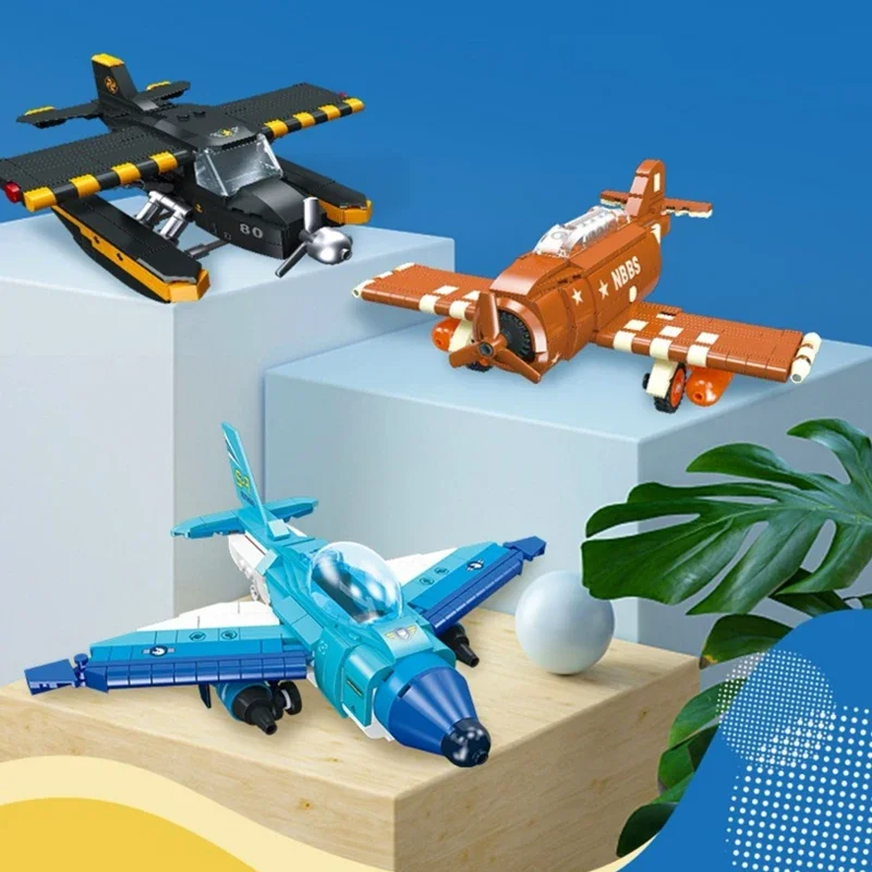 Конструктор Военная серия пропеллер истребитель модель кирпичи WW2 солдаты