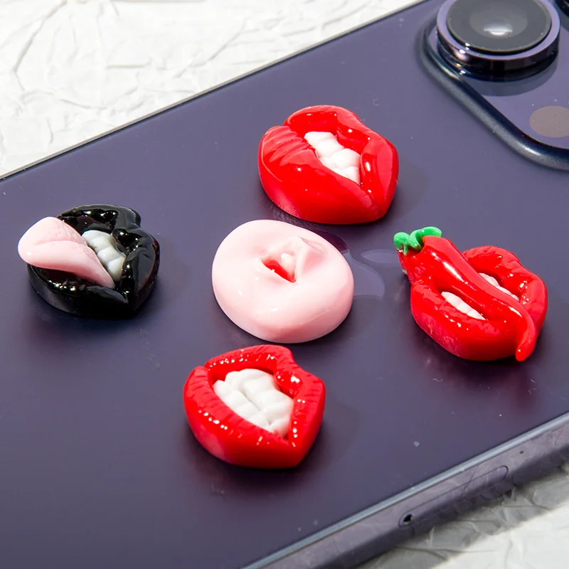 

100 шт., милые декоративные фигурки в виде красных губ