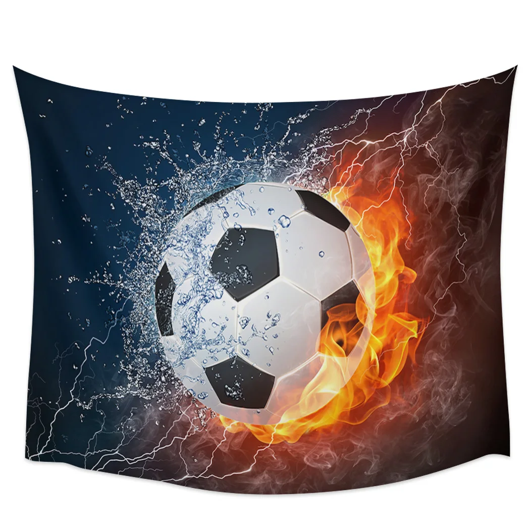 

Soccer Football Game Blackout Curtains Table Runner Bathroom Set Blanket Tapestry