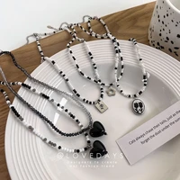 cool girl black white style necklace for women handmade beaded babes clavicle chain trend charm girl party choker jewelry gifts