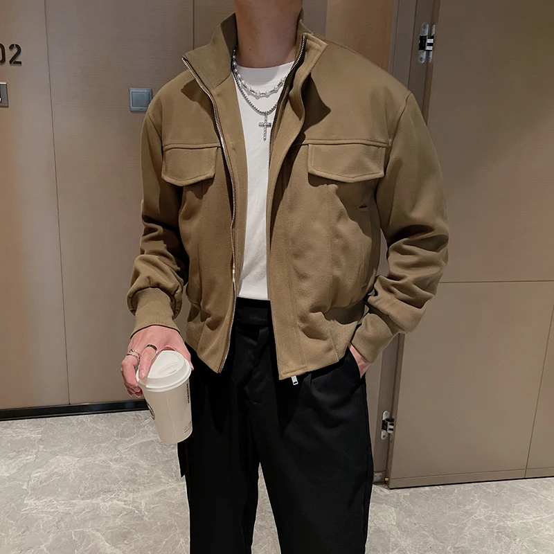 Autumn Winter Korean Net Celebrity Trend Jacket Men Streetwear Fashion Loose Casual Vintage Woolen Short Jacket Male Coat