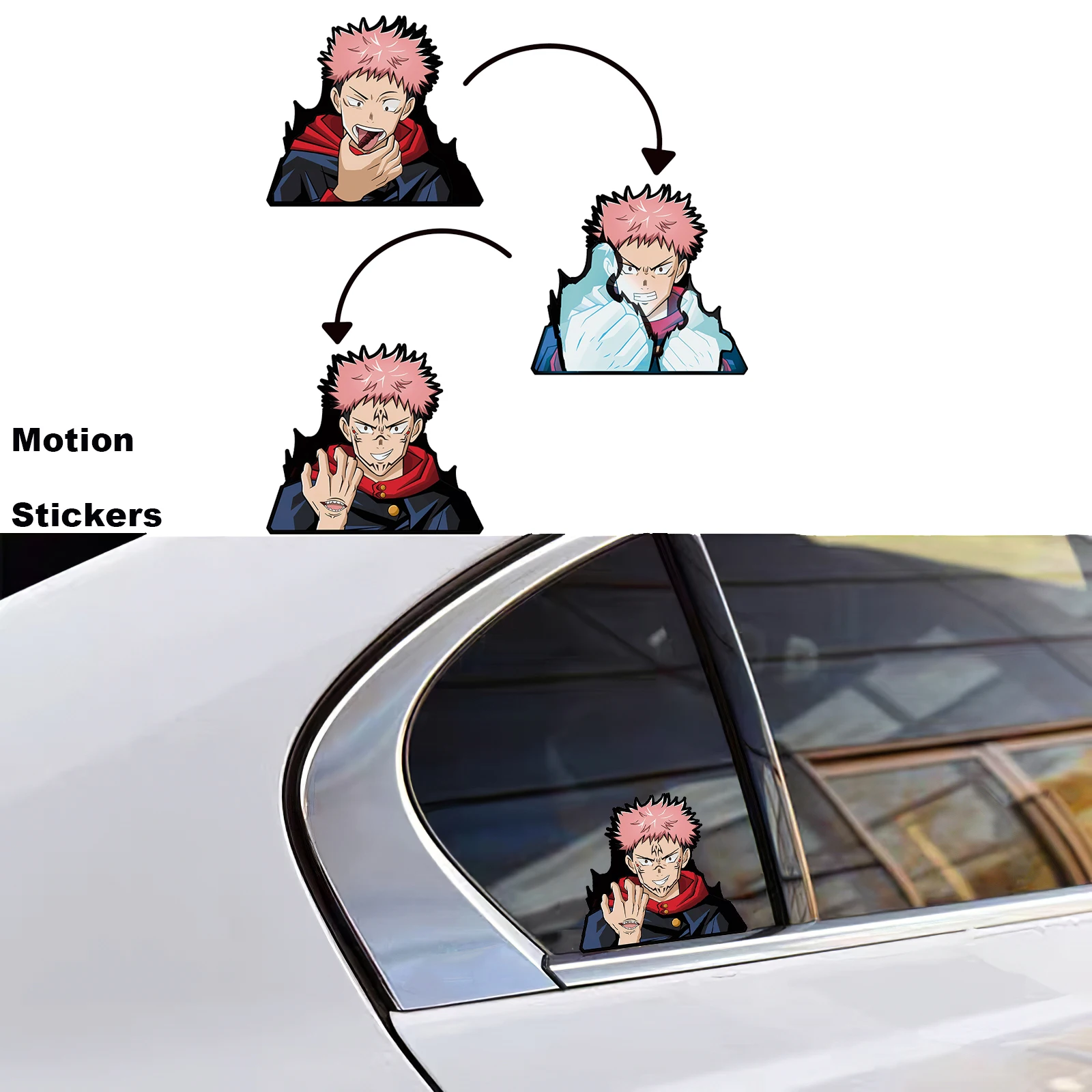 

Itadori Yuji Sticker Jujutsu Kaisen Anime Stickers 3D Transform Sticker Waterproof Car Sticker Refrigerator Sticker