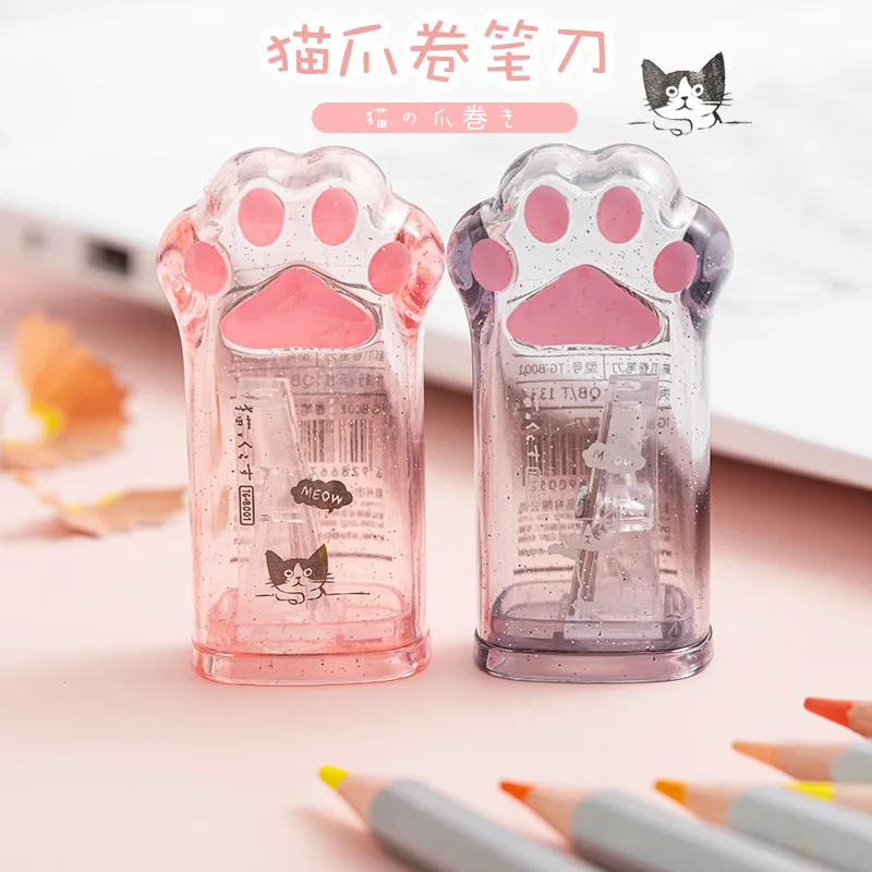 

1 Piece Cute Cartoon School Office Supplies Cat Paw Hand Turned Pencil Sharpener Creative Stationery Novelty Items