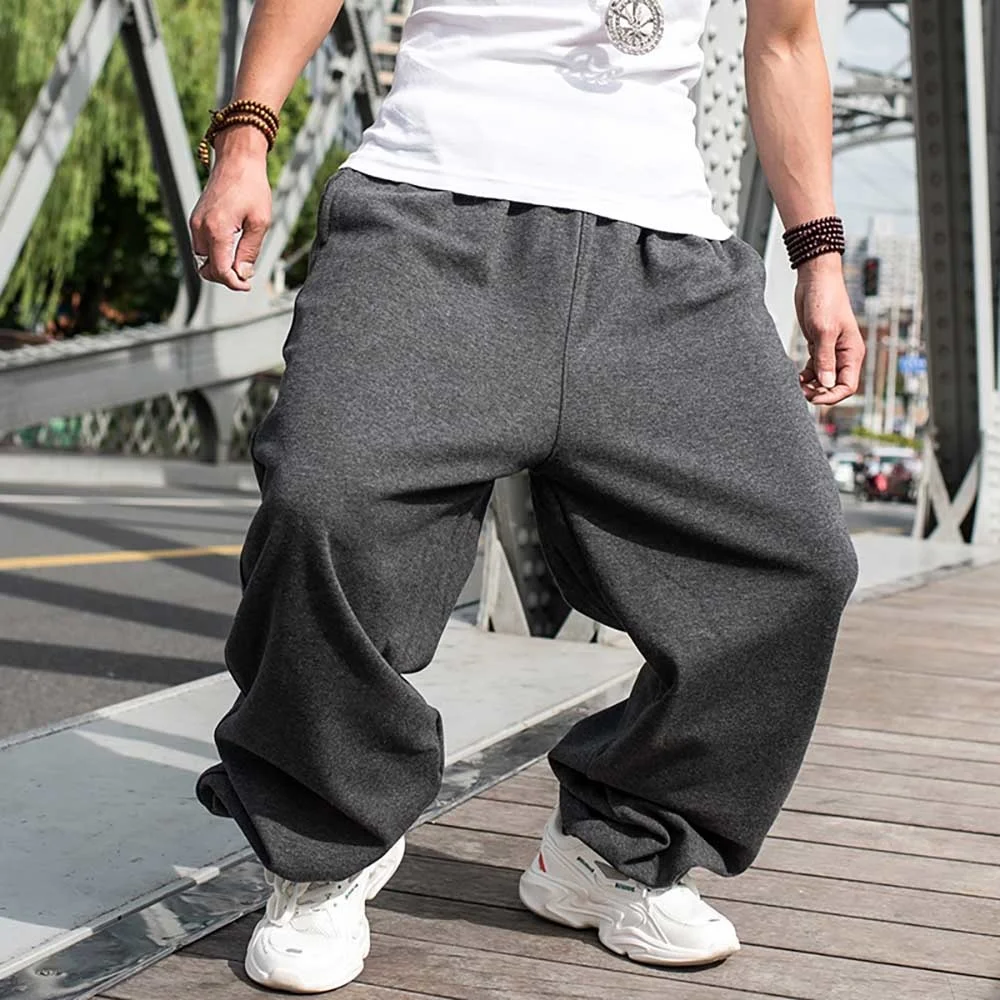 

Plus Size Warm Fleece Pants Hiphop Harem Joggers Pants Men Casual Sweatpants Wide Leg Loose Baggy Trousers Streetwear Clothing