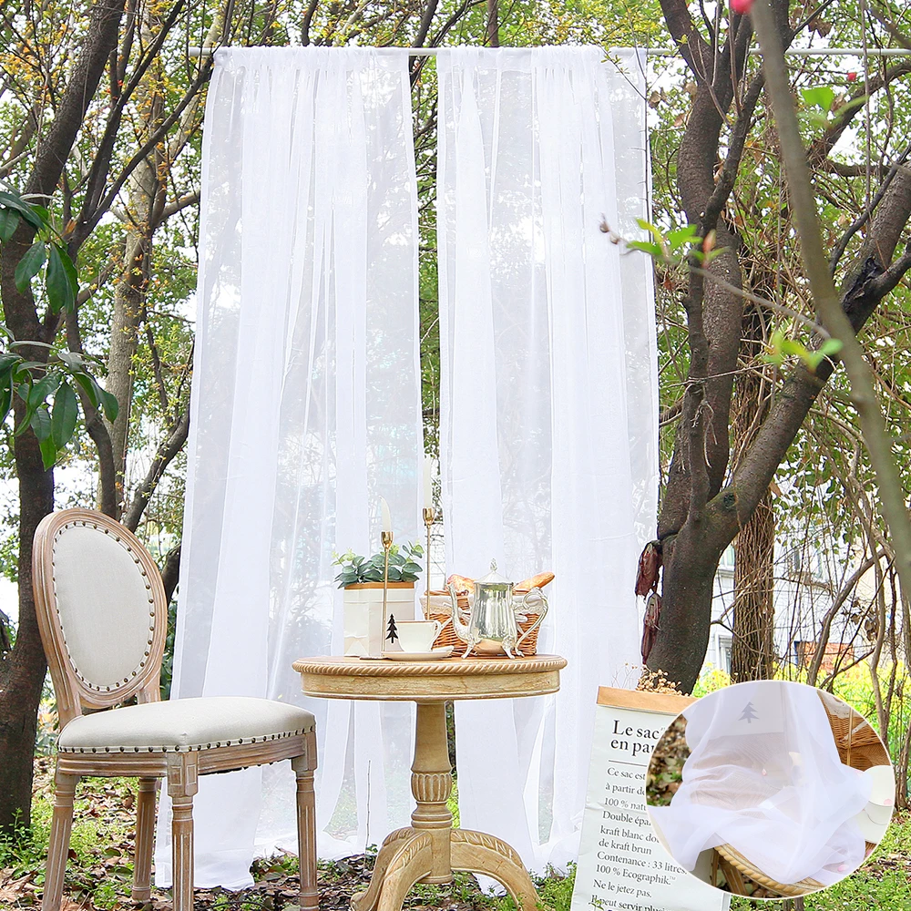 

Outdoor White Sheer Window Curtains For Garden Patio Voile Tulle Drapes Rod Pocket Door Panels Living Room Bedroom Wedding Decor