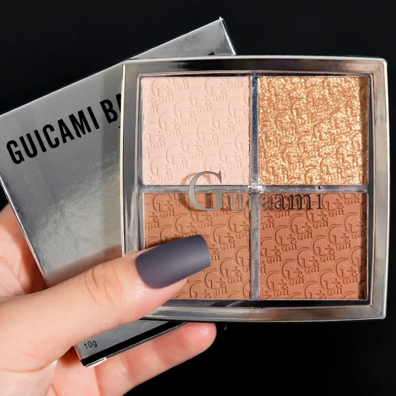 

GUICAMI 4 Color Highlight Palette Pearl Blush Face Contour All In One Lasting Water Proof Shadow Makeup Cosmetic
