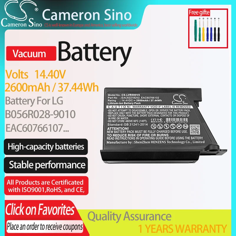 

Батарея CameronSino для EAC60766101 B056R028-9010 EAC60766109 EAC60766111 подходит для вакуумной батареи VR34406LV VR5943L.