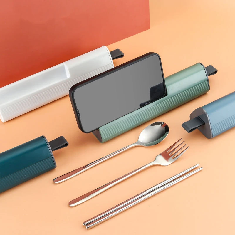 

304 Stainless Steel Portable Cutlery Set Chopsticks Spoon Fork Travel Tableware with Box Children's Dinnerware Kitchen Utensils