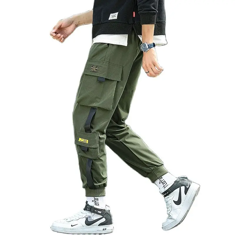 

Cargo Pants Men's Fun Twisted Pants Korean Hong Kong Style Straight Leg Loose Nine Pants Overalls Spring Autumn Casual Trousers