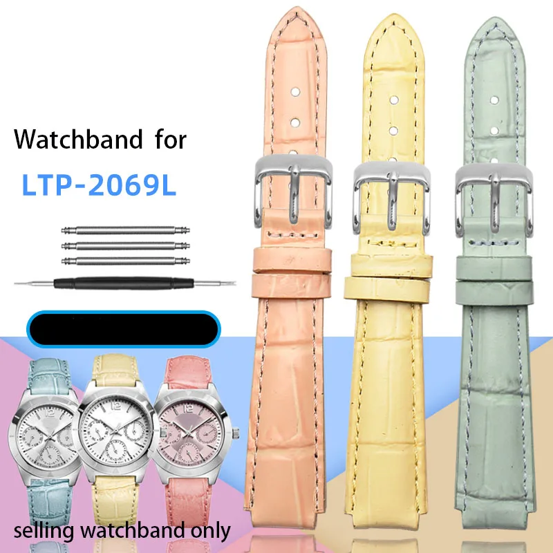 

Genuine leather watch band 18*14mm for casio LTP-2069L-4A watch strap port replace women bracelet cowhide wristband accessories