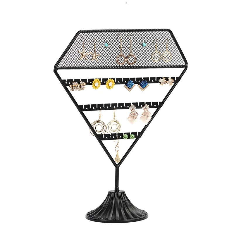 Diamond Earrings Display Stand Jewelry Display Props Grid Rack Night Market Stall Net Red Live Broadcast Stand for Show