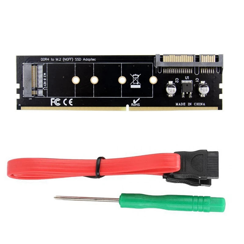 1 Set M.2 B Key NGFF SSD Adapter Riser Memory DDR4 DIMM To M.2 NGFF SSD B Key 15Pin Power 7Pin SATA Port To Motherboard