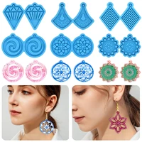 round flower earring pendant silicone molds for epoxy resin diy striped fan shaped jewelry earring necklace uv resin mold