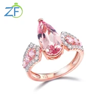 gz zongfa 100 925 sterling silver ring for women 147mm pear created morganite pink sapphire mix gems fashion fine jewelry