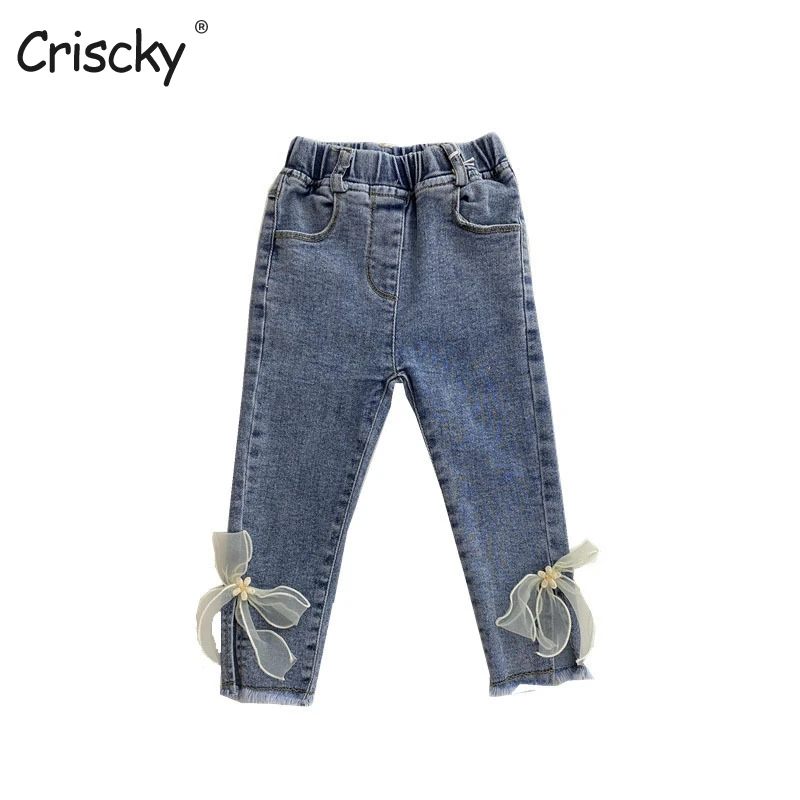 

Criscky Baby Girl Jeans Casual Pattern Jeans Girls High Waist Casual Style Kid Jeans Spring Autumn Denim Clothes For Girls