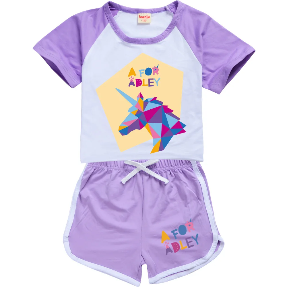 New Girls Boys Summer Clothing Set A for Adley Kids Sports T-shirt+Pants 2-piece set Baby Comfortable Outfits Pyjamas