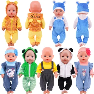 Cute Animal Ears Clothes Baby Casual Wear Denim Overalls Fit Baby Reborn Doll 43Cm Doll Clothes Girl