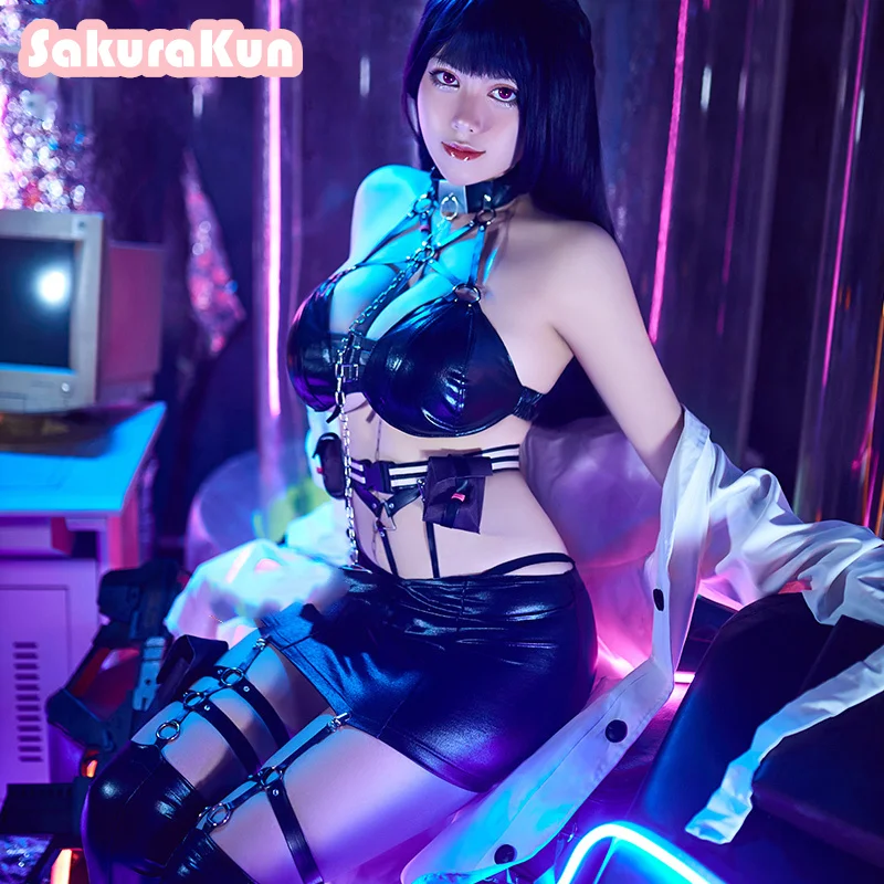 

Костюм для косплея Nikke ролевой михары, костюм, сексуальная крутая кожаная одежда с белым пальто Nikke, костюм для косплея